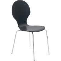 Silla De Comedor Apilable Diego I Silla De Conferencia con Asiento De Madera I Silla De Cocina con Base De Metal, Color:Negro - details 0