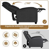 Sillón de Masaje Silla Relax Butaca Sofá Ajustable de Relajación con Función Reclinable para Sala de Estar y Dormitotio Gris - details 46