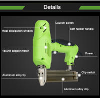 Pistola de Clavos Eléctrica 1800W Herramienta de Carpintería de Madera para Marco 2 en 1 - details 1