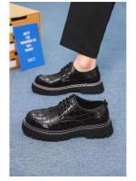 Zapatos de vestir gruesos hechos a mano para hombre, informales, de cuero, de alta calidad, color negro, para fiesta de lujo - details 5