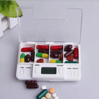 Caja de almacenamiento de plástico inteligente, 4 rejillas, recordatorio de sincronización electrónico, cajas de medicamentos, temporizador de alarma, organizador de escritorio, contenedor de pastillas - details 6
