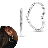 Pendientes de aro para mujer, pendientes de aro de corazón pavimentado de Plata de Ley 925 para mujer, pendientes, regalos de joyería - details 7