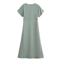 Elegante Vestido de Satén de Verano Cintura A-line para Mujeres 2025 Manga Corta Cuello en V - details 5