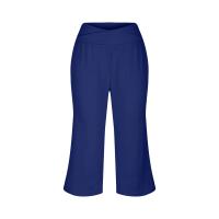 2024 primavera y verano mujeres elástico cintura alta 3/4 pantalón sólido Casual ajuste activo pantalones de pierna Capris anchos pantalones con bolsillos - details 37