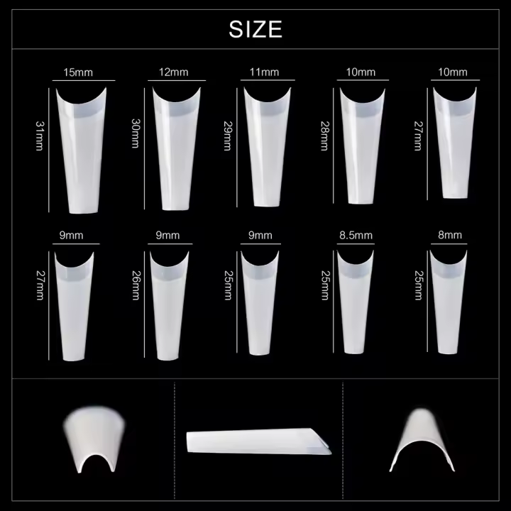 Punta de Uñas Postizas Largas y Planas KADS 500PCS Para Extensión de Uñas Diseño de C Arc Medio Cubierto Franés Peligroso Normal Producto - 1