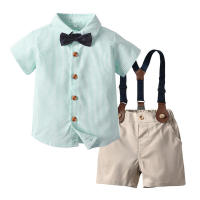 Camisa de manga corta de algodón con cuello vuelto a rayas para niños, estilo coreano, ropa de verano 2025 - details 3