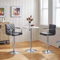 Juego de 2 Taburetes de Bar Altura Ajustable 92-113,5cm Sillas de Bar Asientos Giratorios Diseño Moderno Taburetes Altos Negro - details 50