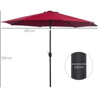 Parasol de Jardín con Manivela Ø295x250 cm Inclinable y Desmontable de Metal para Balcón, Piscina, Patio - details 15