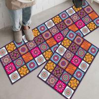 Alfombrilla de Mandala de estilo bohemio, alfombra antideslizante a cuadros suaves, Floral, rectangular, para cocina y sala de estar - details 2