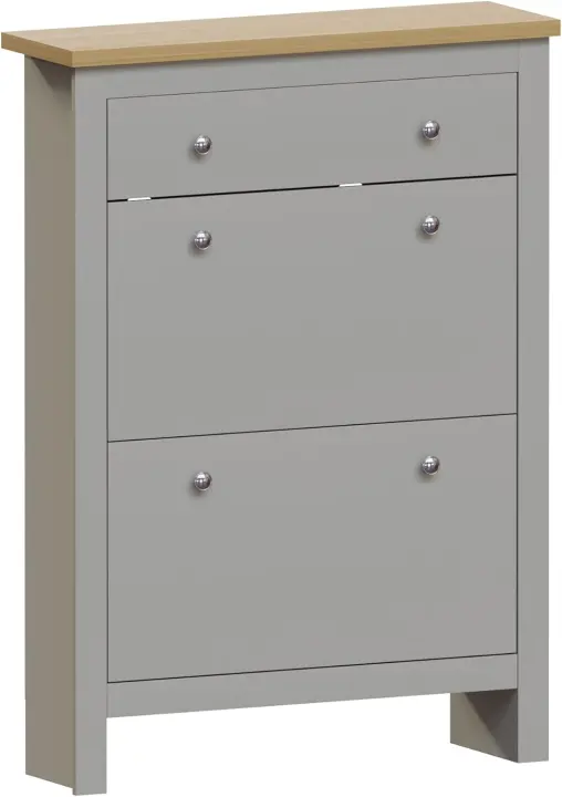 Vida Designs Zapatero Arlington, Madera de ingeniería, Blanco y Roble, H 108 x W 78 x D 24 Cm. - 1