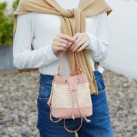 Bolso cruzado de paja con bolsillo, bolso de cubo tejido con cordón, bolso de mensajero de gran capacidad, bolso de hombro de playa para verano - details 6