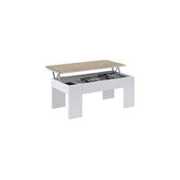 Habitdesign Mesa de Centro elevable Nova Color Roble Nodi y Blanco Artik salón Comedor Estilo nórdico 45-54x105x55 cm - details 8