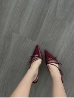 Sandalias con correa en el tobillo para mujer, zapatos de tacón alto y fino con punta estrecha, a la moda, para verano - details 2