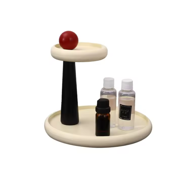 Estante de almacenamiento de joyas de madera, placa de exhibición de joyería creativa de doble capa, bandeja de almacenamiento de cosméticos Simple desmontable, entrada - 1