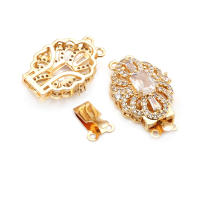 2 juegos de collares de 2 líneas de latón y circonita de Color dorado de 18K, cierres de conexión, accesorios de suministros para fabricación de joyas Diy de alta calidad - details 4