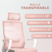 Silla de Oficina Ergonómica Ajustable Transpirable, Soporte Lumbar, Reposacabezas Ajustable, Ruedas Giratorias 360° Soporte hasta 100kg Azul - details 34