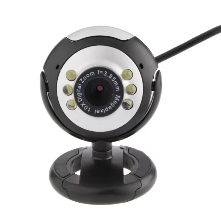 Cámara Web de alta calidad con 6 luces LED, videocámara HD con micrófono incorporado, portátil, ratable, para PC, escritorio, ordenador portátil - 1