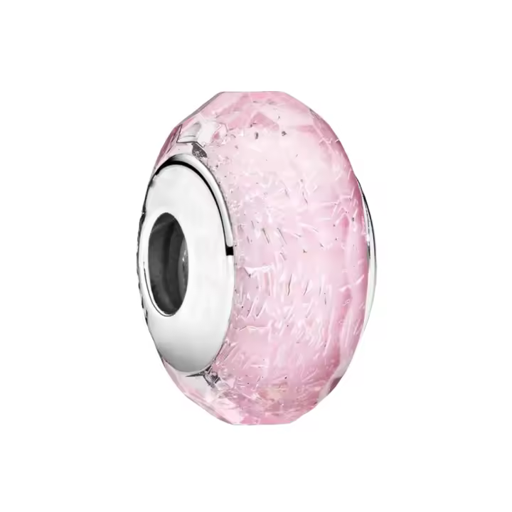 Cuentas de cristal de Murano rosa facetadas en plata, pulsera de plata para la fabricación de joyas - 1