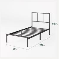 Cama 150x190 cm - Altura 36 cm con Almacenamiento Debajo de la Cama - Marco de la Cama de Plataforma de Metal - Negro - details 11
