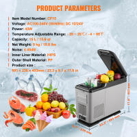 SucceBuy Refrigerador para automóvil, refrigerador portátil con reposabrazos para automóvil de 12 voltios, congelador de zona única de 15 L, -4 ℉ -68 ℉   Enfriador de compresor ajustable, 12/24 V CC y 100-240 V CA para aventuras al aire libre y acampadas - details 5