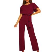Mameluco Capri recortado de pierna ancha para mujer, pantalones Palazzo, mono de manga corta con pajarita - details 23