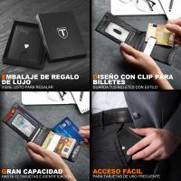 Cartera para Hombre Slim Fibra de Carbono con Bloqueo RFID, Tarjetero Hombre Ranuras para Tarjetas de Crédito, Clip para Billetes, Cartera Hombre Minimalista Bi-Fold con Caja de Regalo - details 3