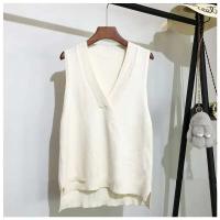 Suéter sae suelto coreano de punto con cuello en V para mujer, chaleco sin mangas, otoño e invierno - details 5