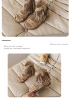 Sandalias de verano para niñas, estilo moderno con una sola tira y borlas. - details 9
