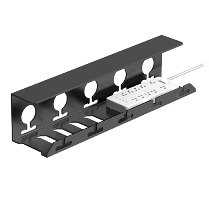 Gestión de cables para debajo del escritorio, bandeja de cables de Metal con abrazadera, tira de alimentación, soporte de Cable sin perforación, resistente y espacioso L - 1