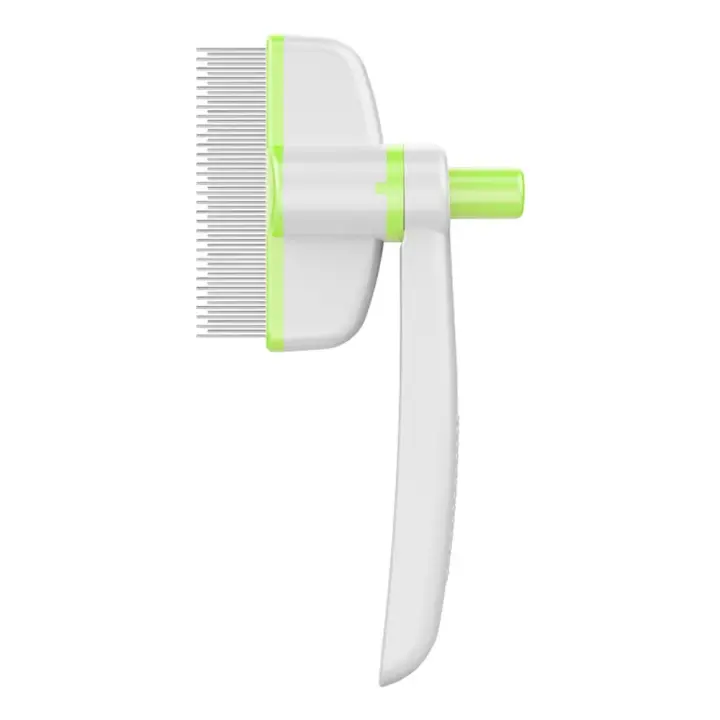 Peine para quitar el pelo de mascotas con botón de liberación, peine plano, cómodo removedor de pelo para perros, mango ergonómico, peine para desenredar y desmatar gatos - 1
