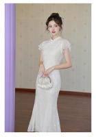 Elegante Vestido de Bordado de Alta Gama Estilo Chino 2025 Otoño Falda Cheongsam de Compromiso de Cola de Pescado - details 3