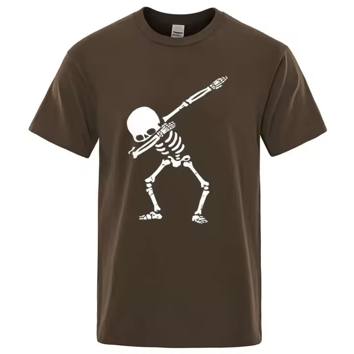 Camiseta de manga corta con estampado de calavera para hombre, ropa informal con cuello redondo, divertida, verano, 2023 - 1