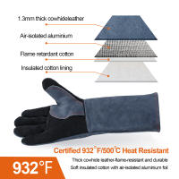 Guantes de Soldadura HITBOX BBQ para Cocina y Estufa Resistentes al Calor para Entrenamiento de Mascotas Cuero Grueso Tamaño Grande - details 0