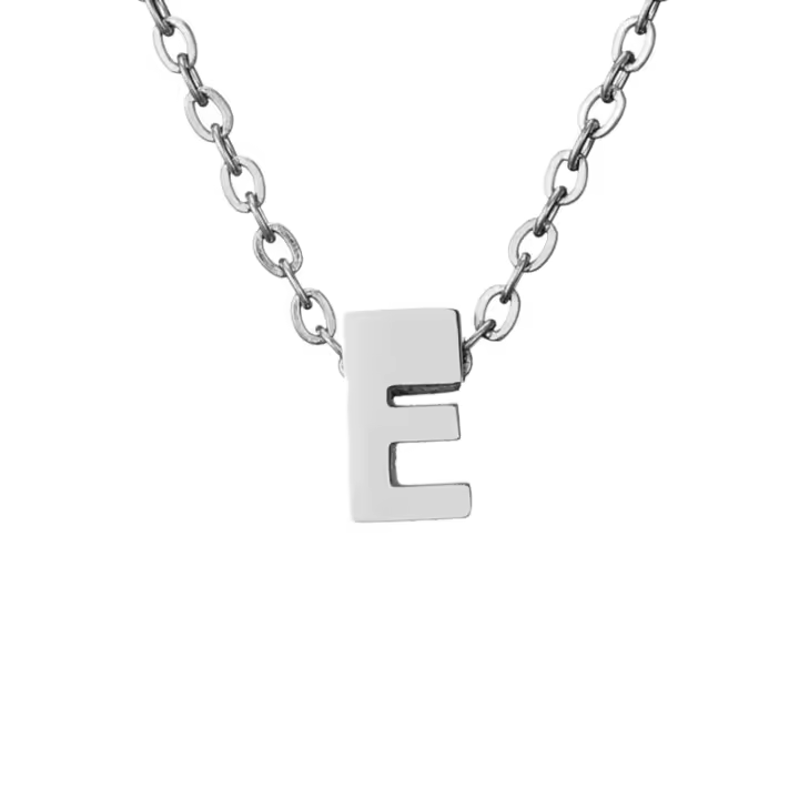Collar de acero inoxidable con letras iniciales, collar de estangulamiento con letras plateadas, joyas colgantes de mujer - 1