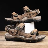 Sandalias de Cuero Genuino para Hombre Novedad de Verano, Talla Grande 38-48, Zapatos Casuales para Exteriores - details 23