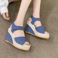 Sandalias de cuña de suela gruesa Muffin, sandalias de Velcro informales versátiles a la moda europea y americana para mujer - details 3
