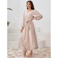 Vestido casual de manga larga para mujer, prenda elegante de color bastante sólido, para 2025 - details 2