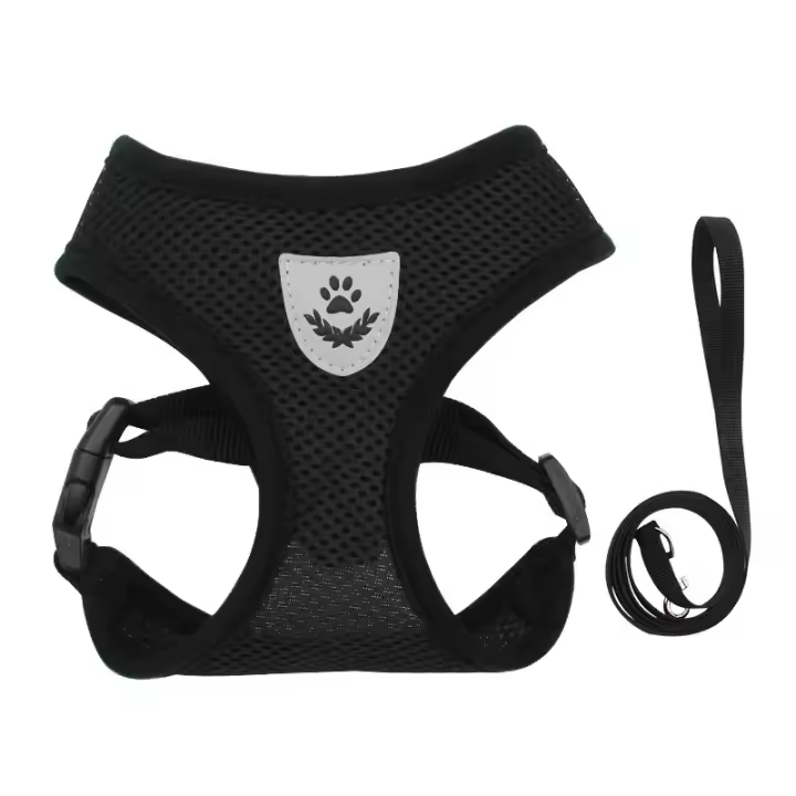 Arnés de malla para perros pequeños, tirantes para el pecho, transpirable, reflectante, antirotura, cuerda de plomo, ajustable - 1
