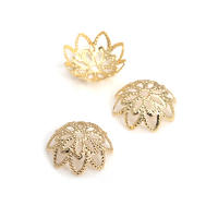 50 Uds. De cuentas redondas de latón de Color dorado de 18K, tapas de hojas de árbol y flores, suministros para hacer cuentas de joyería, accesorios Diy - details 33