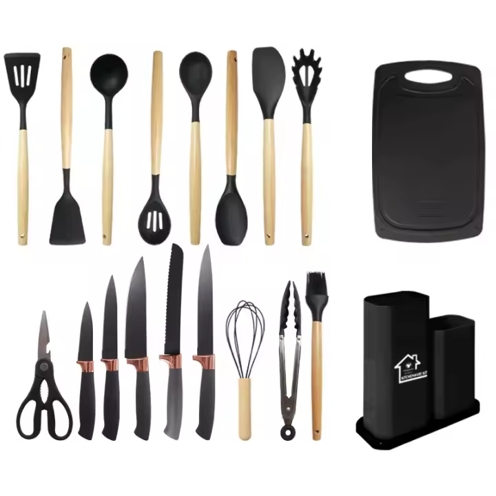 Juego de Utensilios de Cocina de Silicona Antiadherentes 19 Piezas para Utensilios de Cocina para Ollas y Sartenes - 1