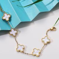 Juego de 3 pulseras de trébol dorado/blanco/negro chapadas en oro para mujer - details 2