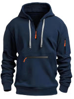 Sudadera con capucha para hombre, con bolsillos impermeables con cremallera y múltiples bolsillos, deportiva e informal, Otoño e Invierno - details 9