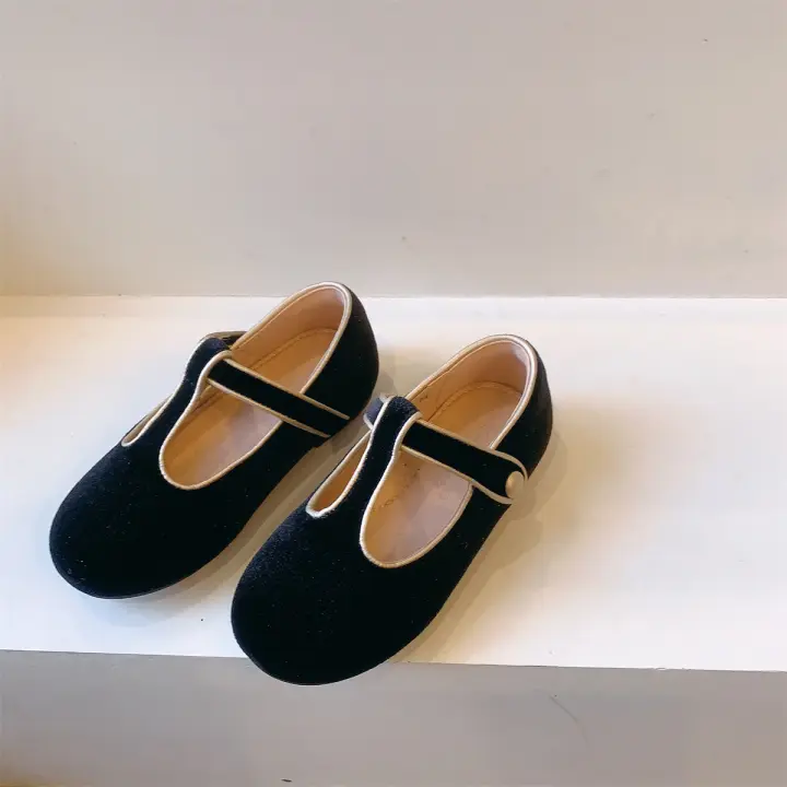 Zapatos Mary Jane de terciopelo para niñas de 3 a 6 años, zapatos individuales de princesa para niños. - 1