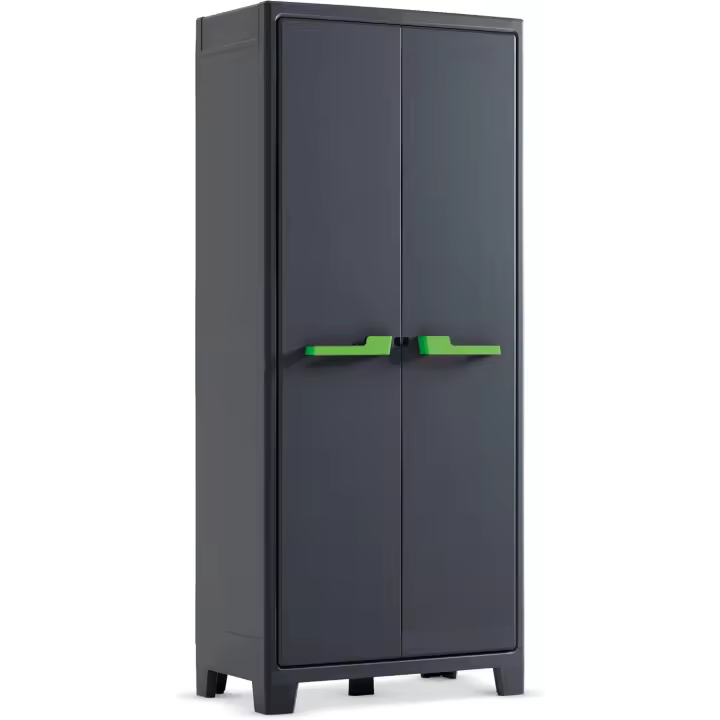 Armario de Resina Impermeable 2 Puertas y 4 Baldas Tamaño 182 x 80 x 44 cm Gris/Antracita - 1