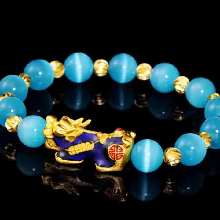 Pulsera de cobre puro que cambia de Color Pixiu Feng Shui, regalo de piedra de ojo de gato para hombre y mujer, amuleto de buena suerte, joyería - 1