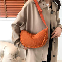 Bolso Cruzado Semi-Luna Bolso de Hombro de Pana Casual para Mujeres Bolso de Mano de Viaje de Color Sólido - details 7