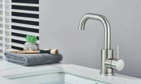 Grifo de lavabo de acero inoxidable 304, mezclador de lavado en frío y caliente, grúa con rotación de 360 ​​grados, grifos de fregadero, grifo de Palanca única para Baño - details 9