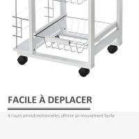 cocina ruedas 3 cestas metal y 2 botellasmara pino temporáneo 47x37x83cm blanco - details 2