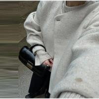 Elegante Abrigo de Lana Sólida para Mujer Cuello Redondo, Manga Larga, Ajuste Suelto, Moda de Ciudad Urbana de Otoño 2024 - details 6