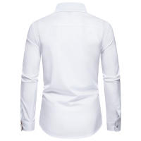 Camisa de solapa informal a la moda para hombre, manga larga, cuello triangular en contraste, talla europea, novedad de 2025 - details 2